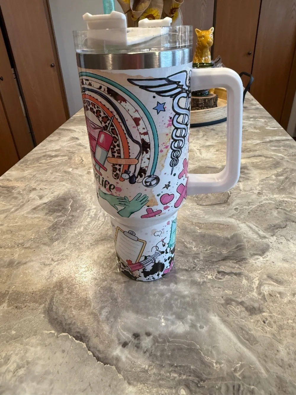 Fancy Fams 40 oz Nurse Tumblers Stainless Steel Travel Mug